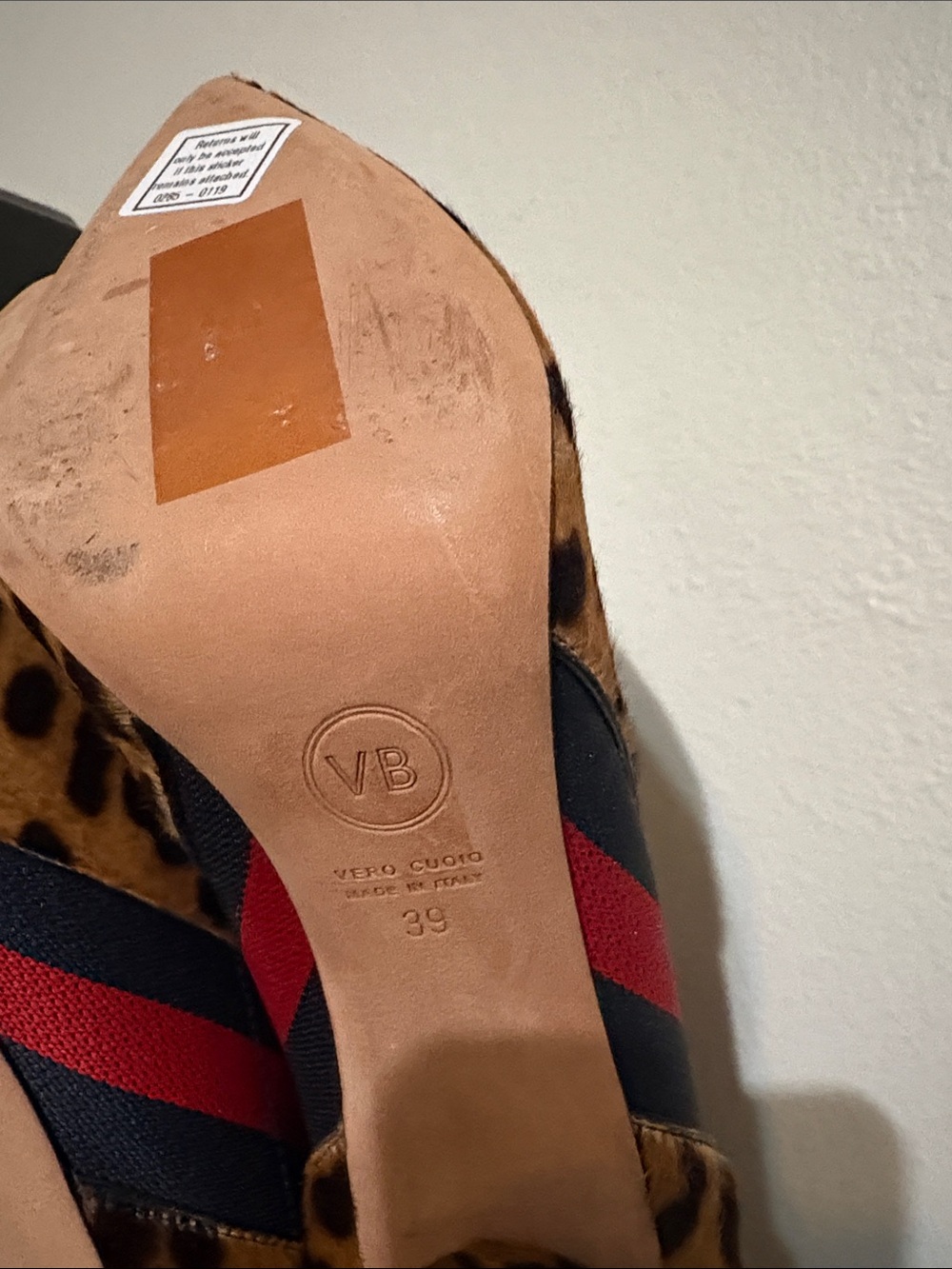 Veronica Beard sz 39 Leopard Print Ankle Boots with Red & Black Stripe - Picture 7 of 11
